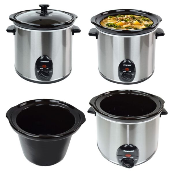 Syntrox 3,0 Liter Edelstahl Slow Cooker mit Warmhaltefunktion